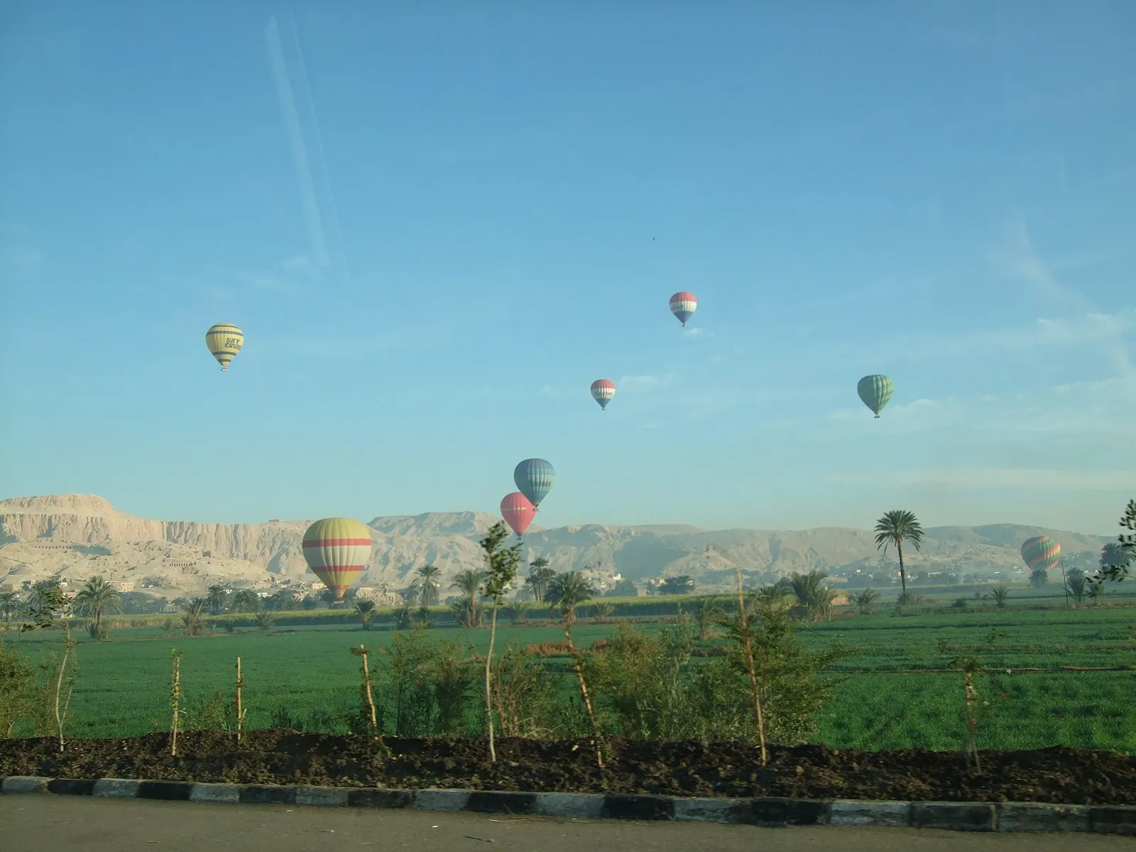 Hot-air balloons over the fields of the West Bank
